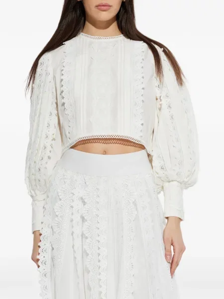 Top Allsaints din dantelă alb