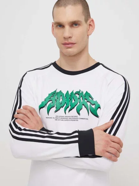 Тениска с дълъг ръкав Adidas Originals с принт бяло
