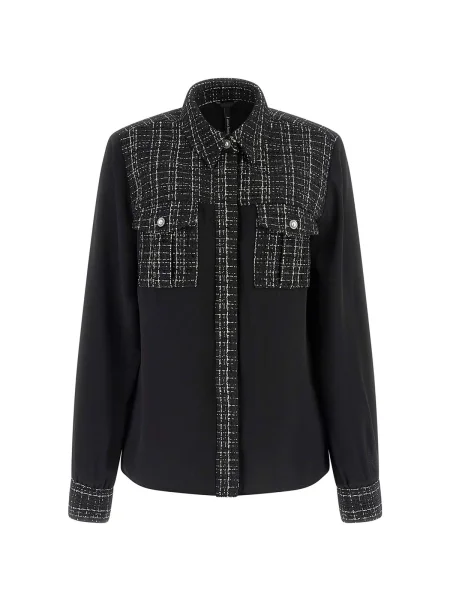 Cămașă Guess din tweed negru