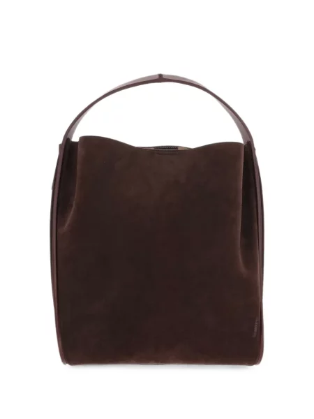 Geantă Jil Sander din piele de căprioară maro