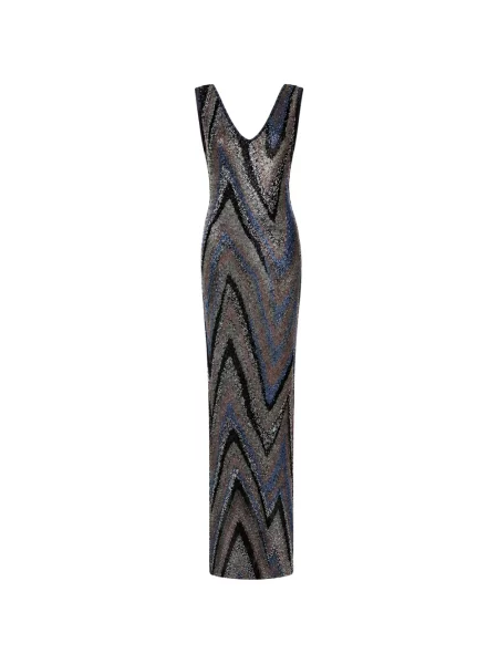 Rochie maxi Missoni cu decolteu în V negru