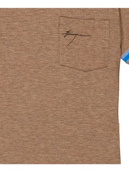 Tricou Ferragamo cu broderie maro
