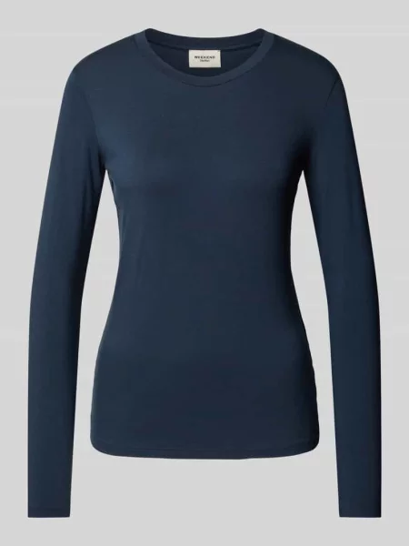 Bluzka z długim rękawem o kroju regular fit z mieszanki model MULTIE' Weekend Max Mara granatowa