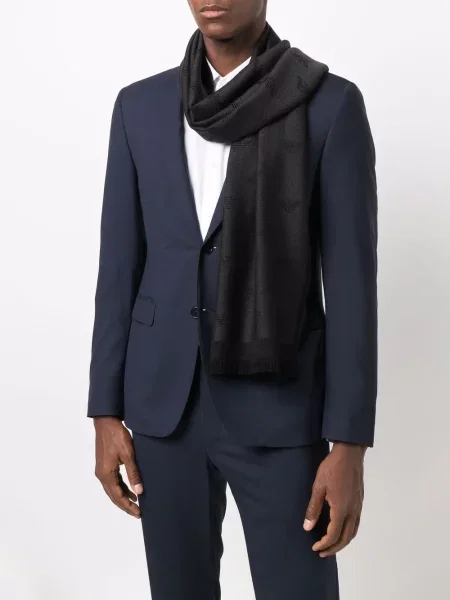 Siuvinėtas šalikas Emporio Armani juoda
