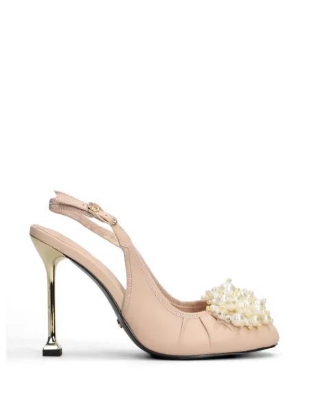 Pantofi cu toc Gold & Rouge cu perle
