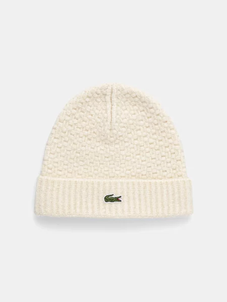 Шапка с вълна Lacoste бежово