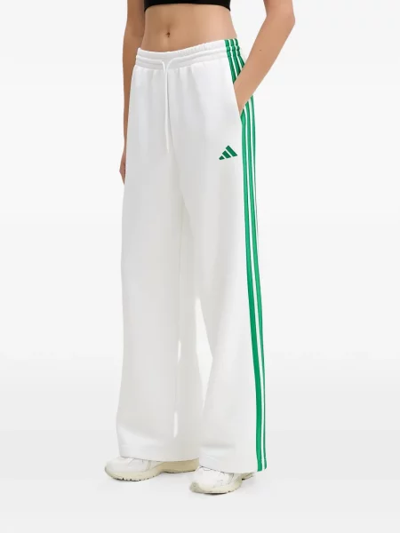 Spodnie Adidas w paski z autografem do biegania zielone