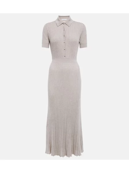 Rochie midi Gabriela Hearst de mătase până la genunchi de costum bej