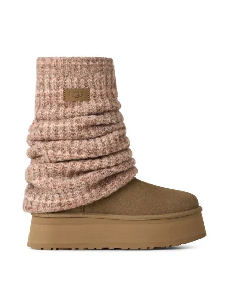 UGG W Classic Mini Dipper Legwarmer μπότες χιονιού Γυναικεία καφέ