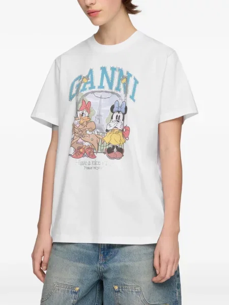 Tricou Ganni cu imagine alb