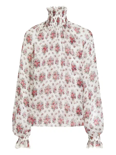 Bluză Dolce & Gabbana cu model floral cu imagine din dantelă alb