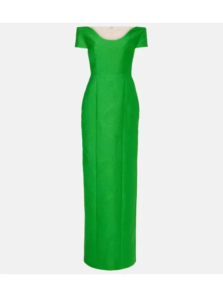 Rochie maxi Emilia Wickstead din jacard de costum verde