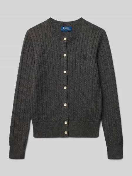 Kardigan z warkoczowym splotem i naszytym logo Polo Ralph Lauren Teens