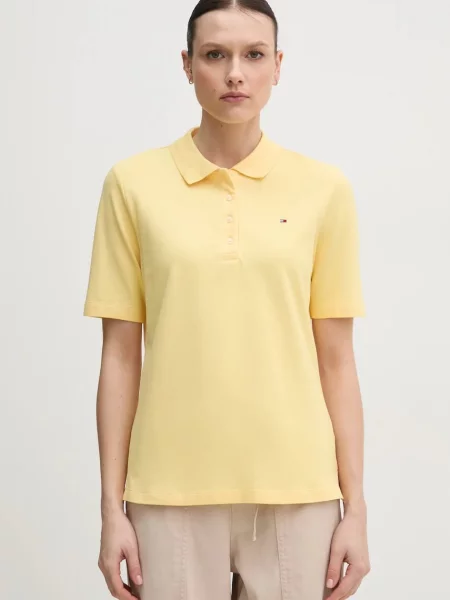 Тениска с яка Tommy Hilfiger тъмносиньо жълто