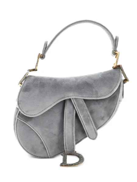 Mini torbica Christian Dior Pre-owned od samta s kristalima plava