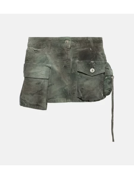 Spódnica jeansowa The Attico z niską talią zielona