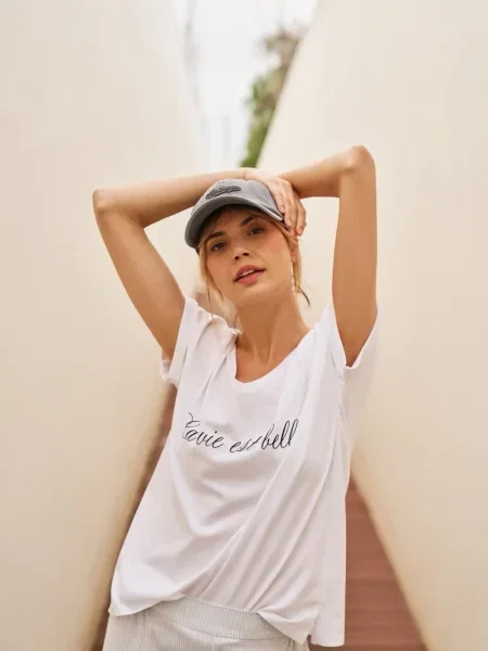 Tricou Marisse cu inscripții alb