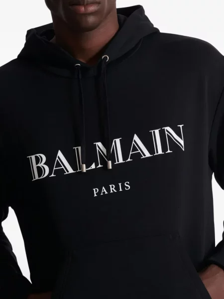 Hanorac cu glugă Balmain cu imagine negru