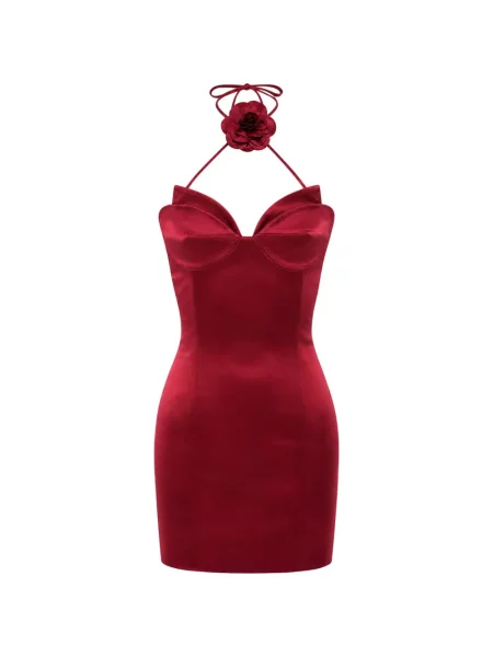 Rochie mini Philipp Plein din satin roșu