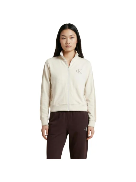 Geacă de blugi Calvin Klein Jeans stretch alb