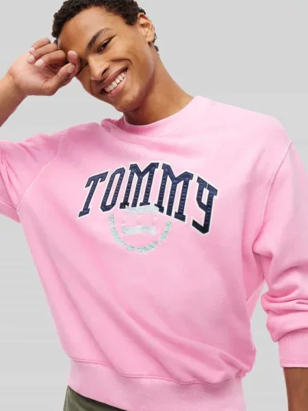 Bluza o kroju relaxed fit z czystej bawełny Tommy Jeans różowa