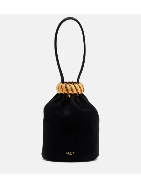 Geantă Alaïa din piele de căprioară negru