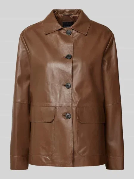 Kurtka skórzana Weekend Max Mara beżowa