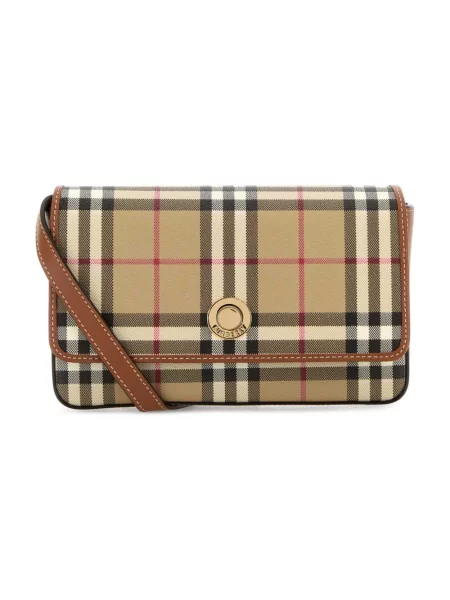 Body Burberry skórzany w kratę retro beżowy