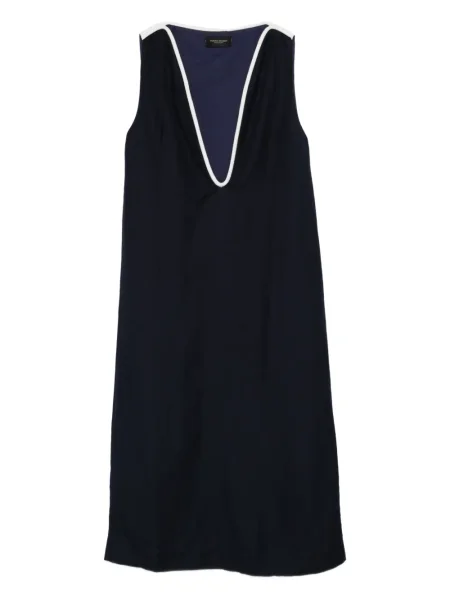 Rochie maxi Adriana Degreas cu decolteu în V de costum albastru