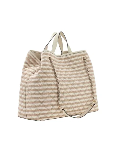 Guess torebka shopper z imitacji skóry GIULLY beżowa