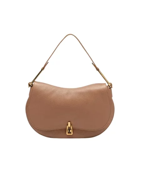 Torebka skórzana Coccinelle bez fiszbin brązowa