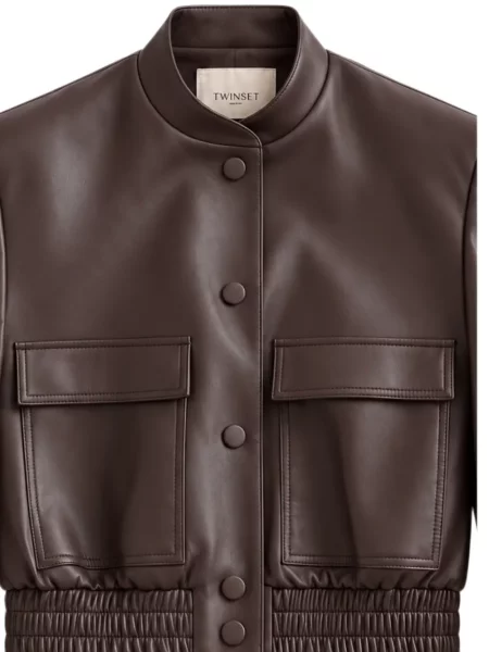Geanta de piele Twinset maro