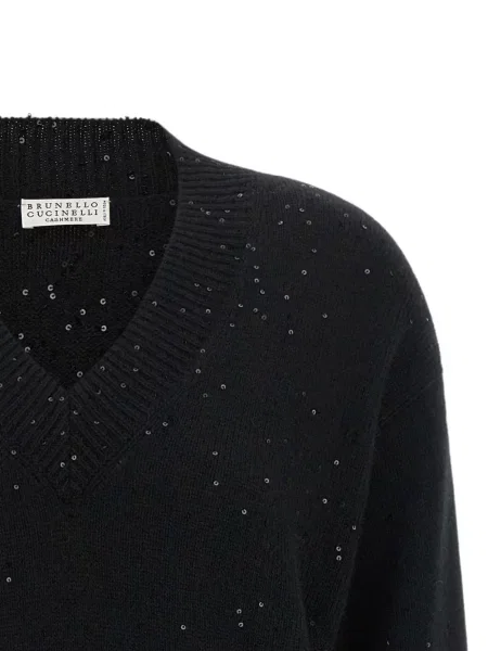 Pulover Brunello Cucinelli cu paiete negru