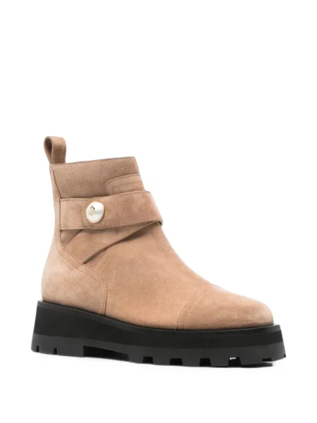 Cizme scurte Jimmy Choo cu perle din piele de căprioară