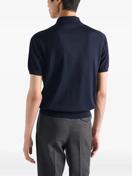 Polo Prada cu broderie de lână albastru