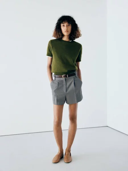 Sweter z dzianiny z krótkim rękawem Kobieta XXS MANGO zielony