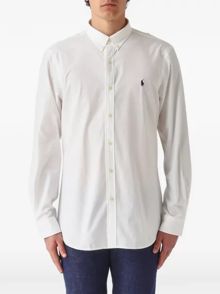 Πουκάμισο Polo Ralph Lauren με κέντημα από ζέρσεϋ μπλε