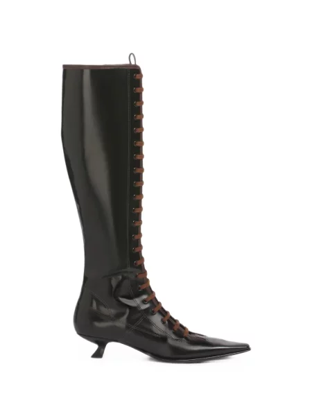 Botine Marni cu șireturi din piele negru