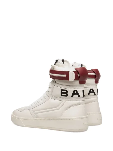 Sneakerși Bally din piele cu bretele alb