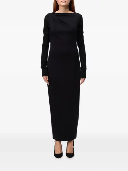 Lung rochie maxi Emporio Armani drapată negru