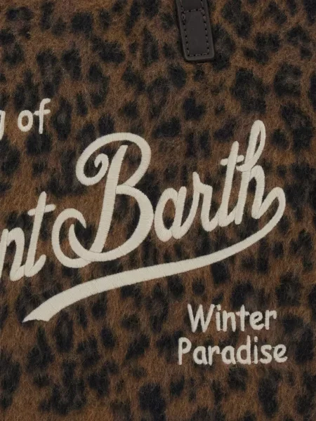 Geantă shopper Mc2 Saint Barth cu imagine cu model leopard maro