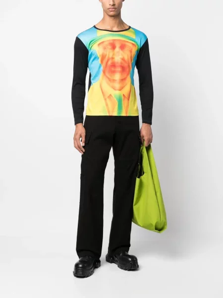 Dlouhé tričko Issey Miyake Pre-owned s potiskem žluté