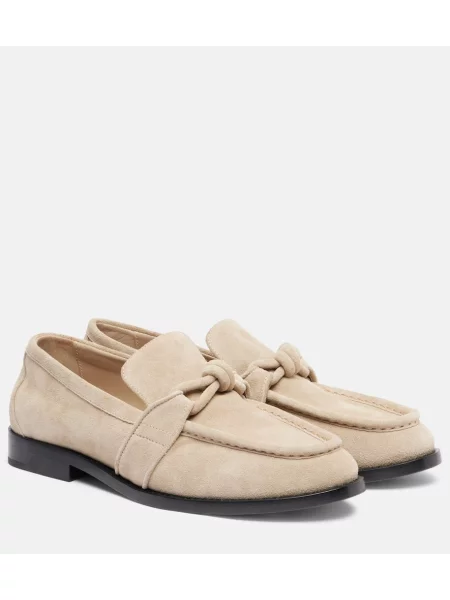 Pantofi loafer Bottega Veneta din piele de căprioară maro