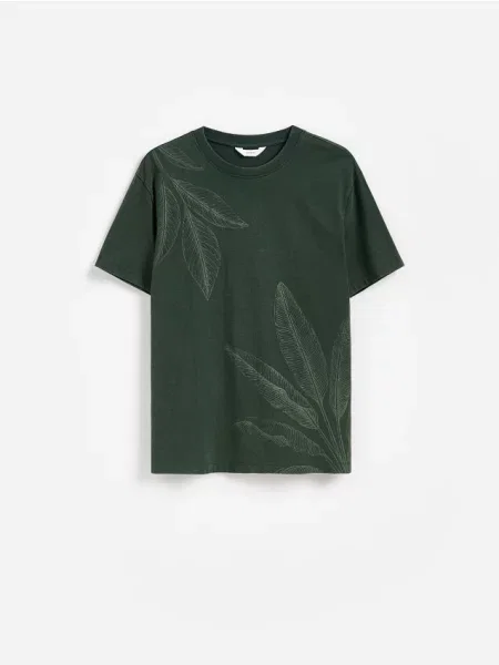 Reserved Tricou comfort fit cu imprimeu verde-închis verde
