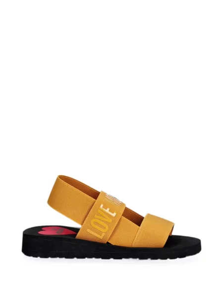 Sandale Love Moschino slingback cu bretele cu autograf galben