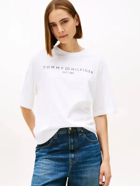 TOMMY HILFIGER Tricou bleumarin alb