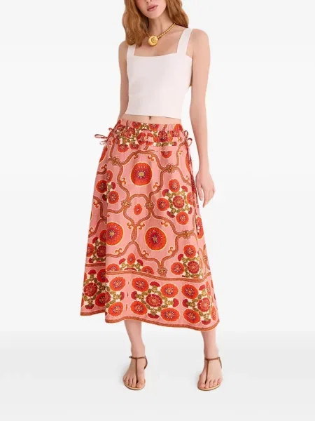 Fustă midi Cara Cara cu model floral cu imagine roșu