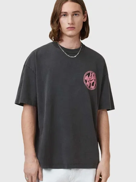 AllSaints tričko DISTORTION šedé