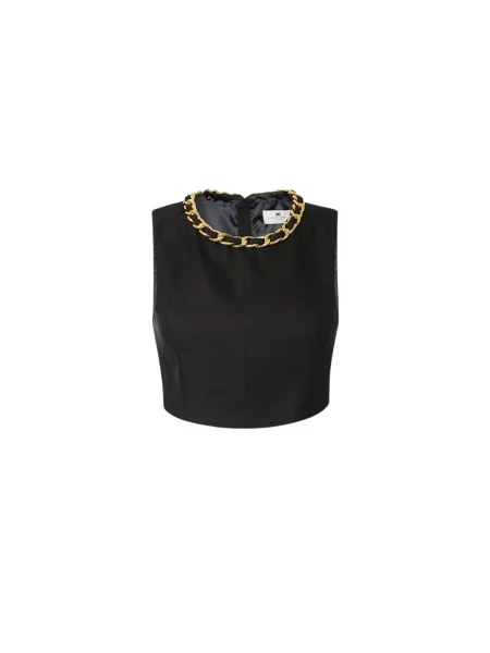 Lniana bluzka Elisabetta Franchi czarna