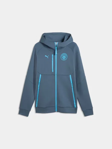 Спортивна кофта PUMA Mcfc Tech Fz Hoodie комбінований верх сірий